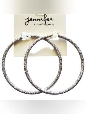 Textured Hoop Earrings, Matte SILVER
